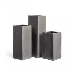 Кашпо Effectory Beton высокий куб - тёмно-серый бетон