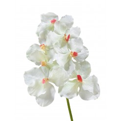 Орхидея Ванда белая с роз. сердцевинкой в-36 см 7 цв 12/48