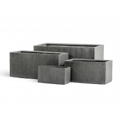 Кашпо Effectory - серия Beton низкий прямоугольник - тёмно-серый бетон 