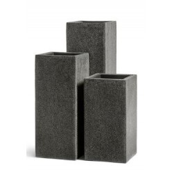 Кашпо Effectory Stone Высокий куб Тёмно-серый камень