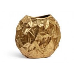 Кашпо-ваза Effectory Metal Плоская сфера Design Сrumple Сусальное золото 